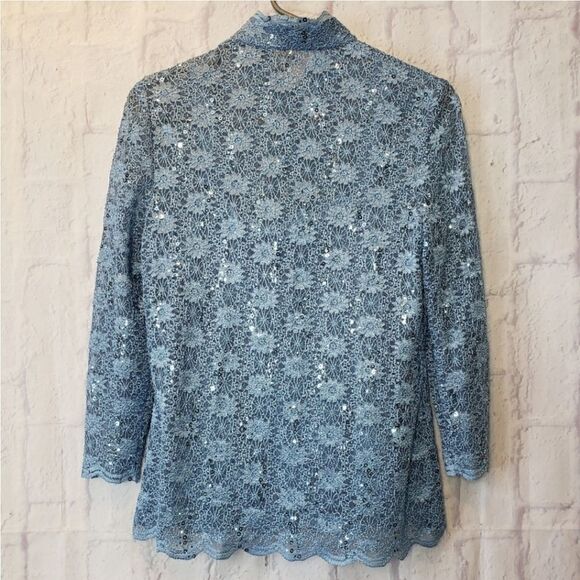 ALEX EVENINGS Formal Sequin & Lace Cami Jacket 2pc Set Small - Picture 5 of 8